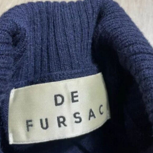 De Fursac Wool And‎ Cashmere Roll Neck Sweater Classic Navy Blue Men’s Medium - Picture 2 of 6